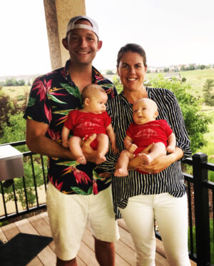 Whitney and Jeremy hold their twins Molly and Teddy | CU Rocky Mountain OB-GYN | Denver