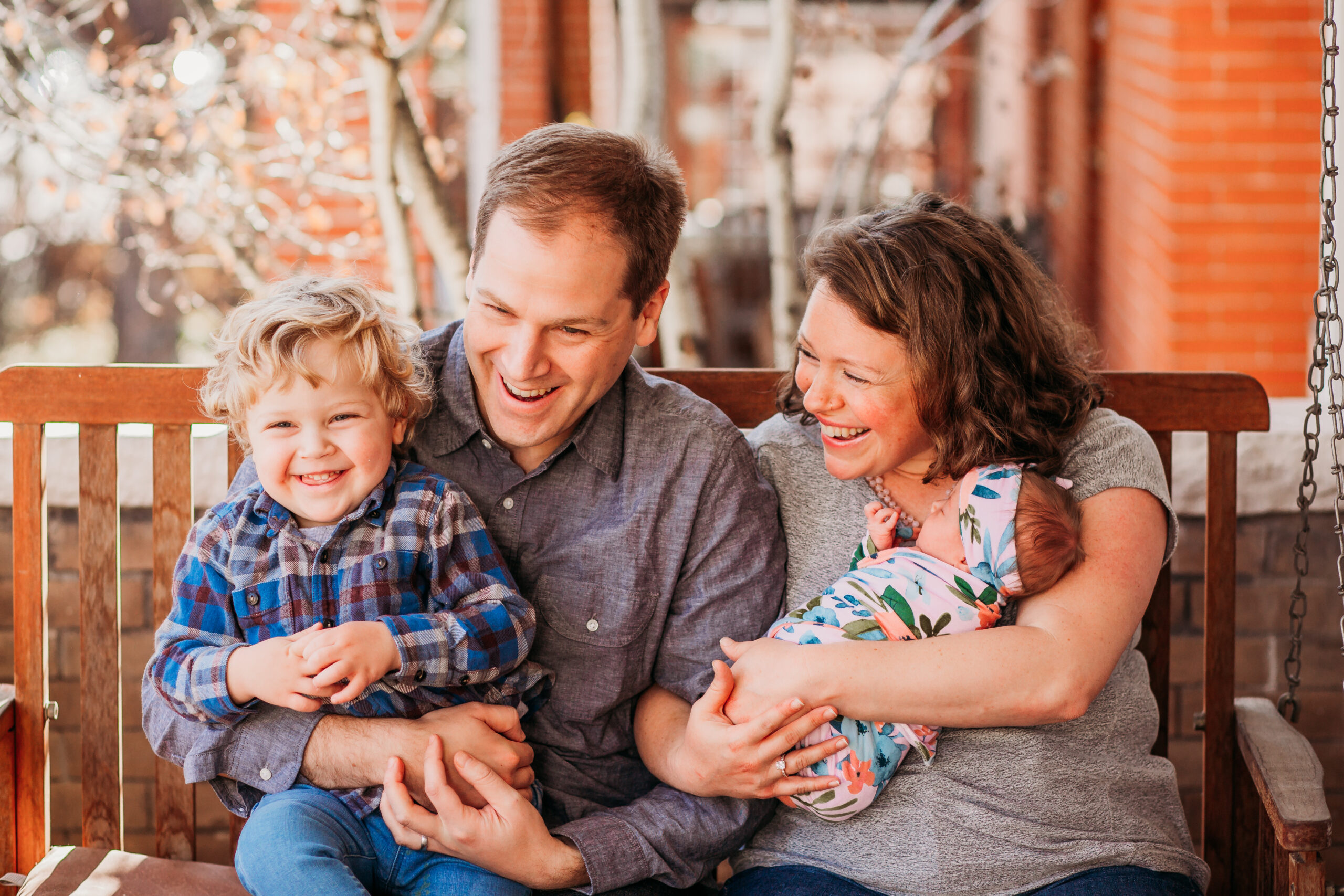 Michelle and Marc hold their children Leo and Ada, who was delivered by VBAC | CU Rocky Mountain OB-GYN | Denver